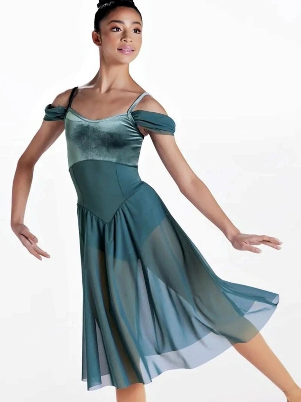 Weissman 15885 Green Off-Shoulder Dance Dress